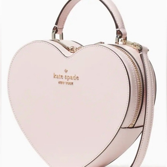 Kate Spade Love Shack Heart Crossbody Bag Chalk Pink Saffiano Leather Rare - Picture 4 of 7